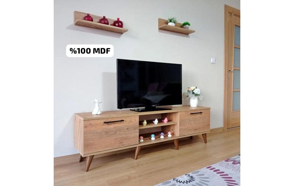 Mobilya Sepeti ( Ms 85 ) Mdf Tv Ünitesi Dolabı Raflı Ceviz
